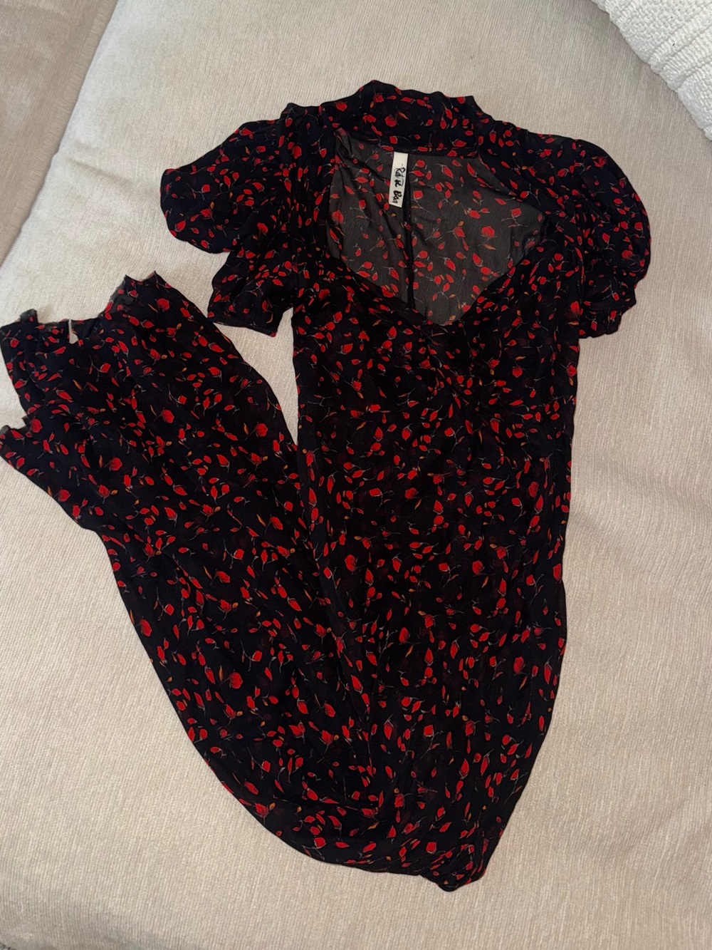 Rat & Boa Magnolia Dress XS Black Red Maxi Cute Floral - Picture 7 of 16